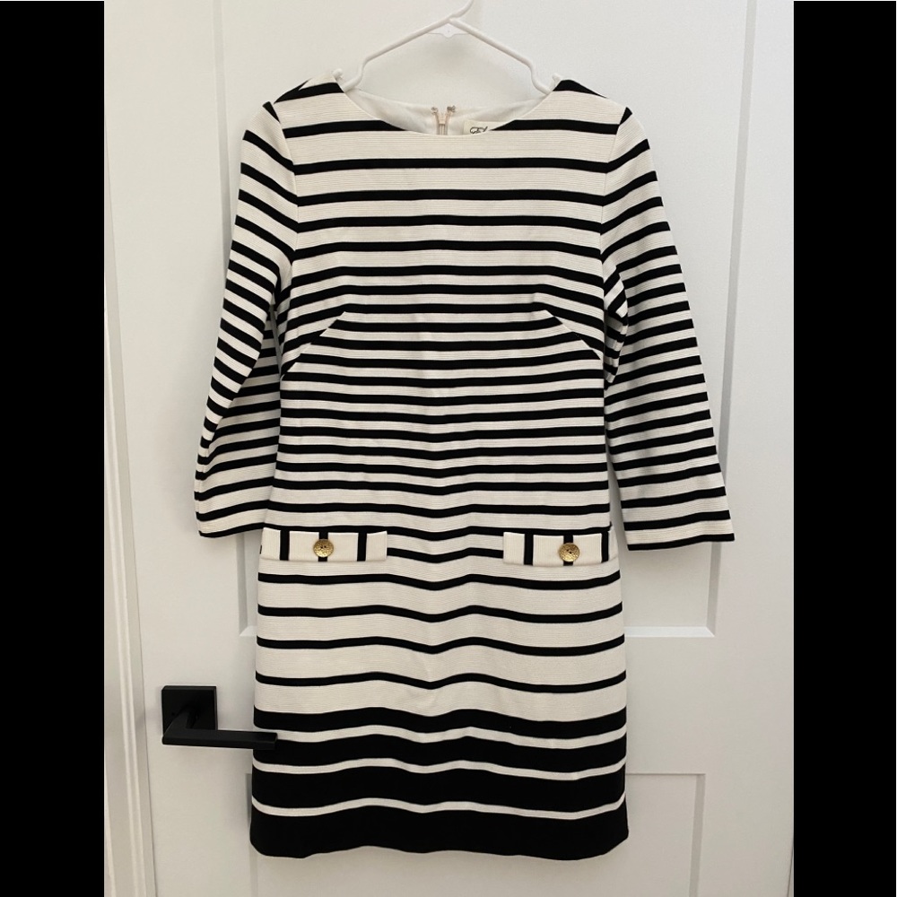 Eliza J Dress - black and white stripe - size 2